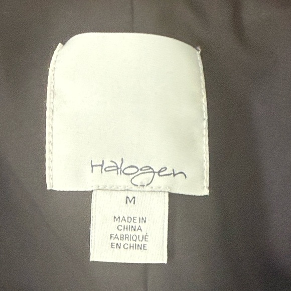 Halogen Plaid Collarless Wool Blend Blazer Jacket 3 snap Pockets Medium Black - Picture 5 of 8